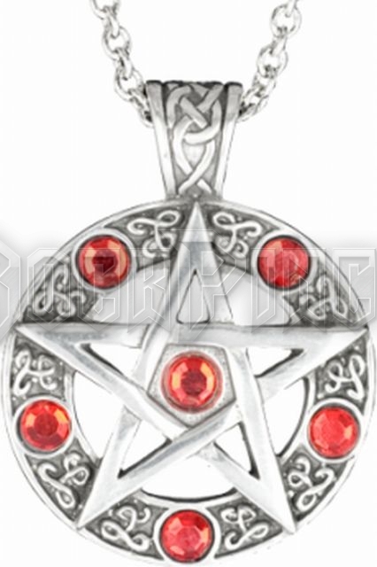 Hat köves pentagramma piros kővel - NEK-A443