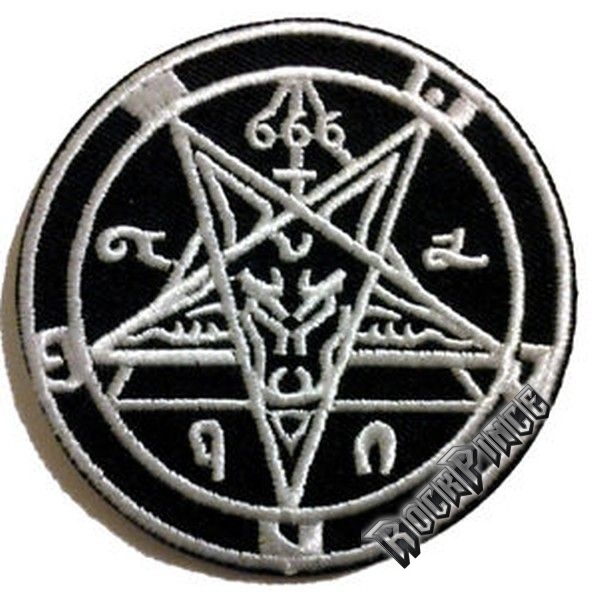 Baphomet pentagram 666 (white, circle) - HKF-0830 - kisfelvarró