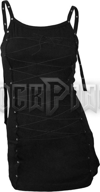GOTHIC ROCK - Laceup Camisole Dress Black (Plain) - P002F104