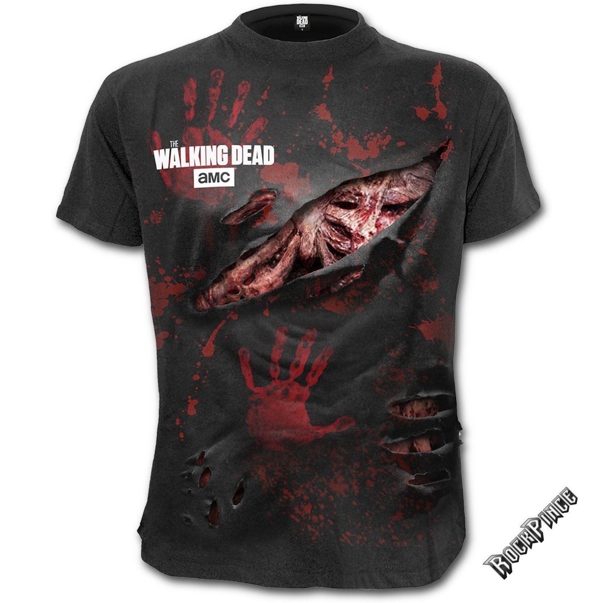 The Walking Dead - ZOMBIE - ALL INFECTED - Ripped T-Shirt Black (Plain) - G004M125
