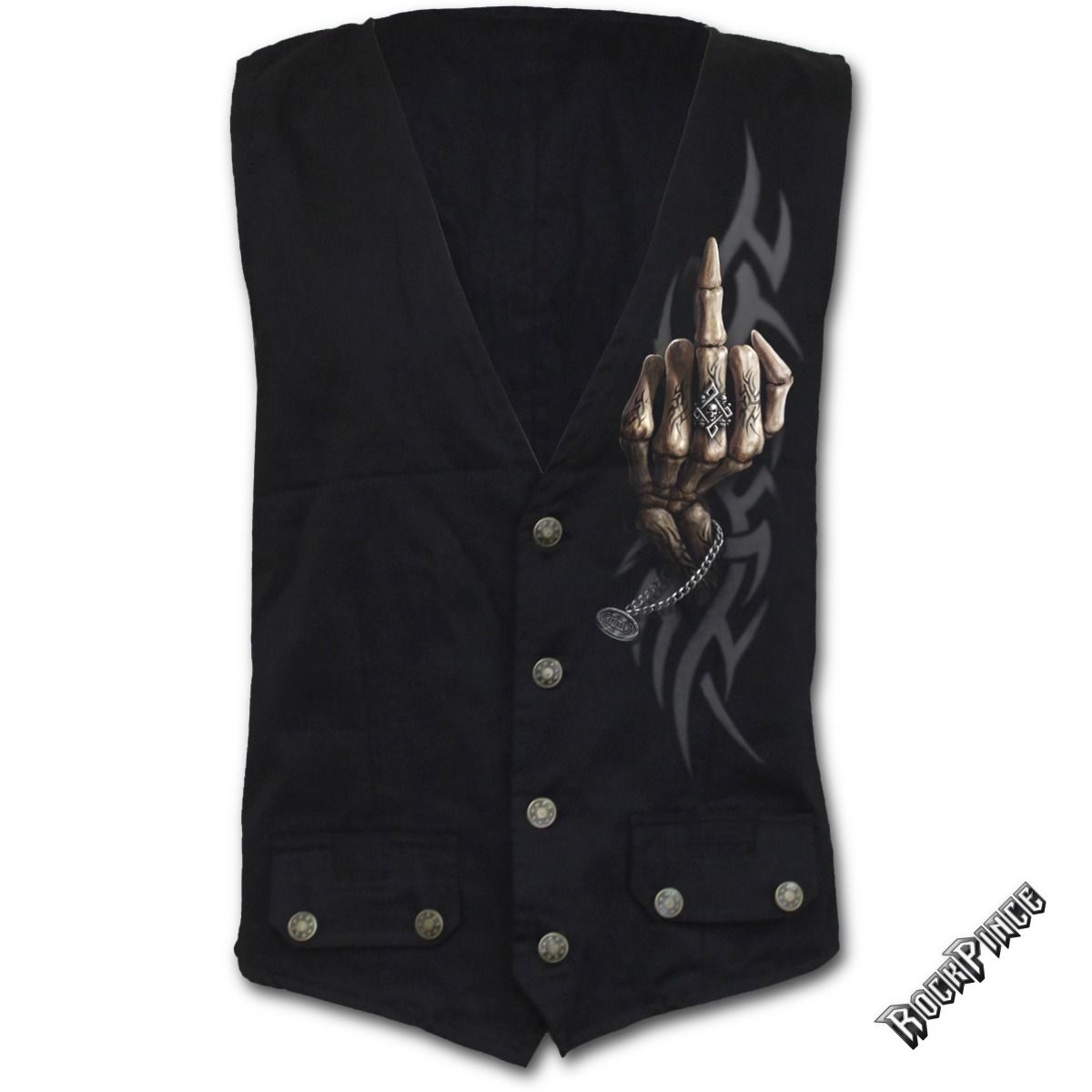 BONE FINGER - Gothic Waistcoat Four Button with Lining (Plain) - M005M656