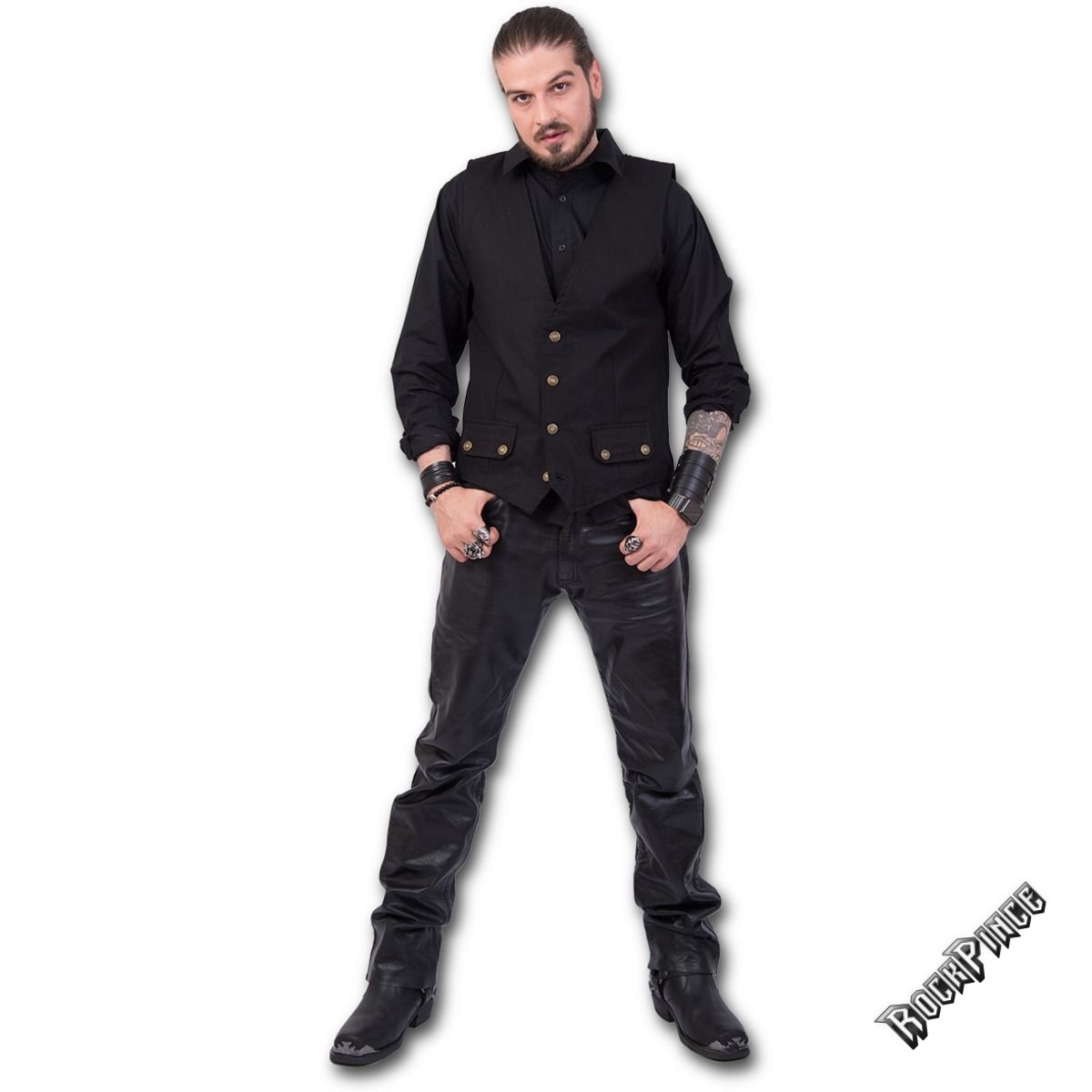 GOTHIC ROCK - Gothic Waistcoat Four Button with Lining (Plain) - P002M656
