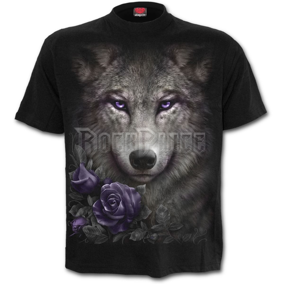 WOLF ROSES - Front Print T-Shirt Black - T150M121