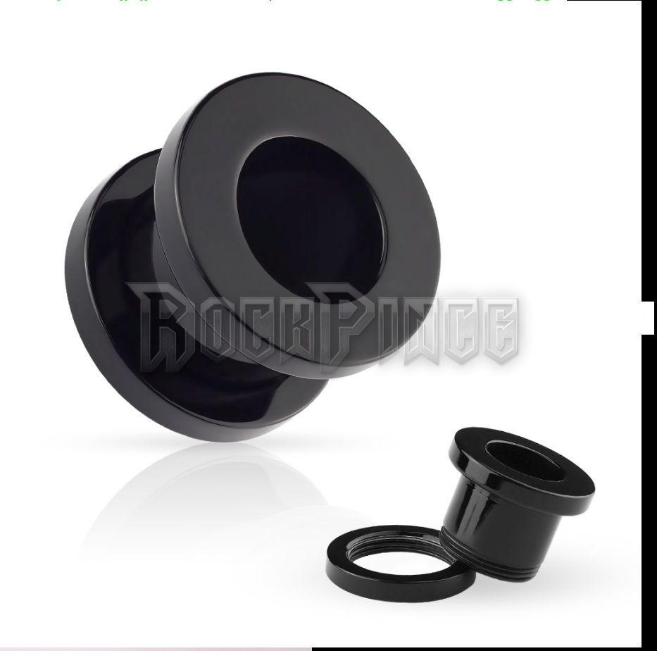 Fekete akril fültágító / Black plastic tunnel - piercing UTN - 5/6/8/10 mm