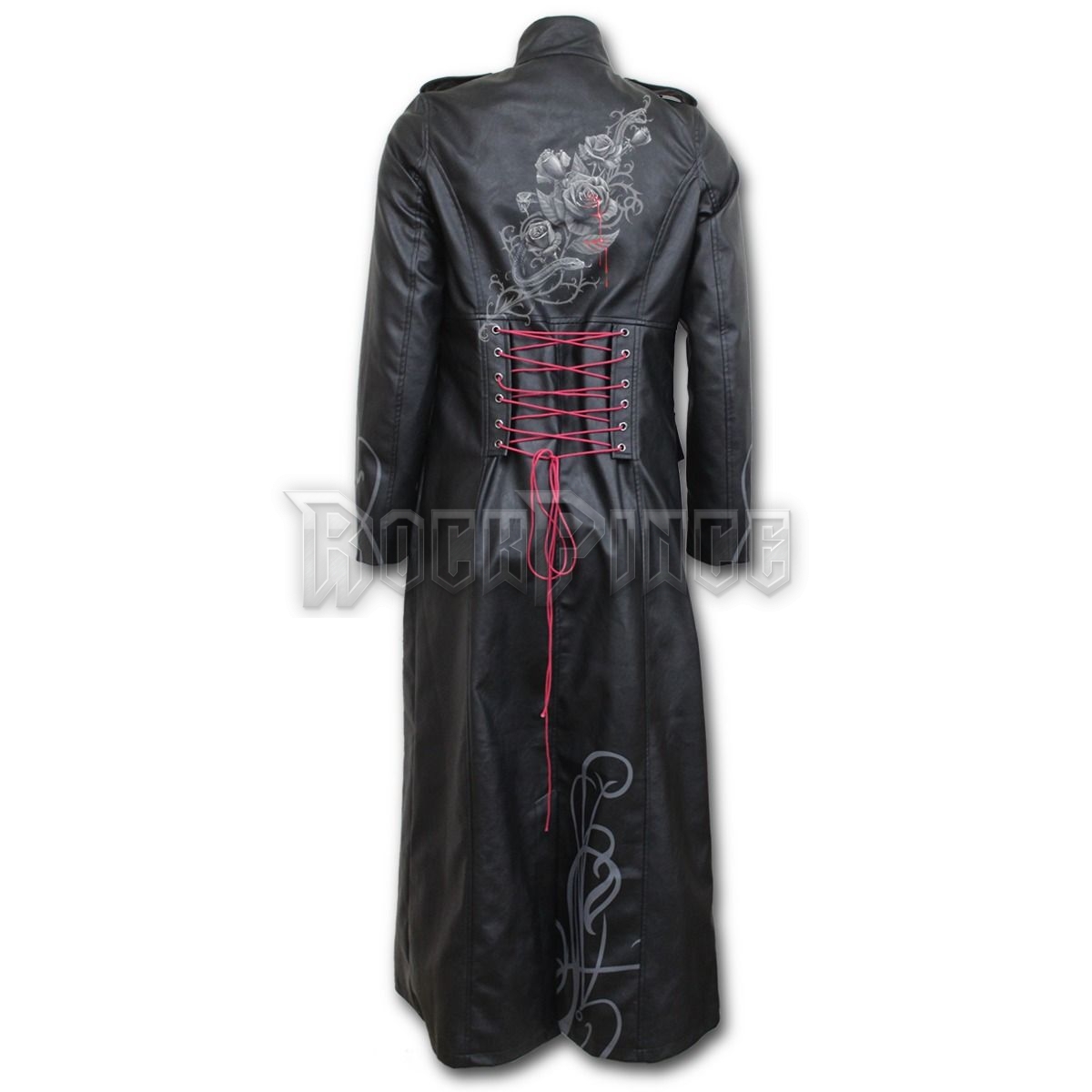 FATAL ATTRACTION - Gothic Trench Coat PU-Leather Corset Back (Plain) - D061G406