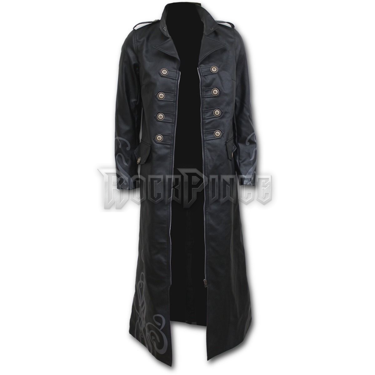 FATAL ATTRACTION - Gothic Trench Coat PU-Leather Corset Back (Plain) - D061G406