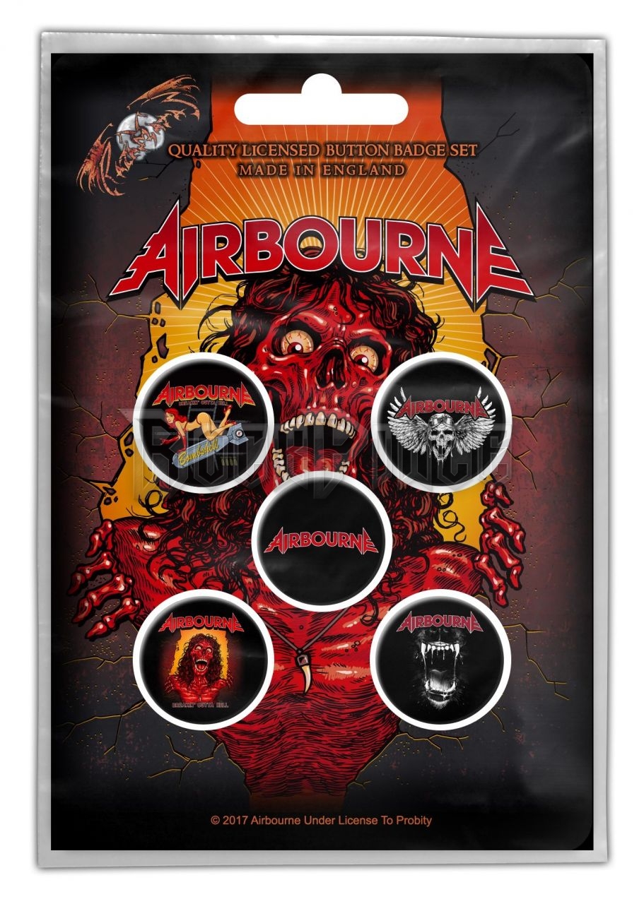 Airbourne - Breakin Outta Hell - 5 db-os kitűző szett - BB015