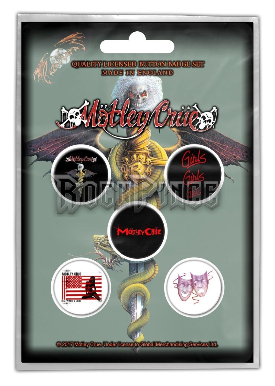Mötley Crüe - Dr Feelgood - 5 db-os kitűző szett - BB026