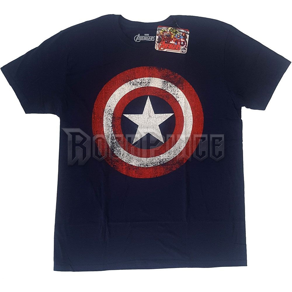 Marvel Comics - Captain America Distressed Shield - unisex póló - CA01