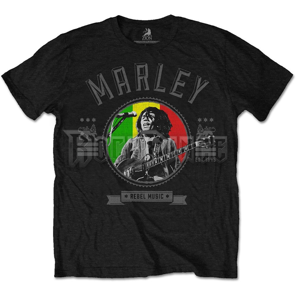 Bob Marley - Rebel Music Seal - unisex póló - BMATS18MB