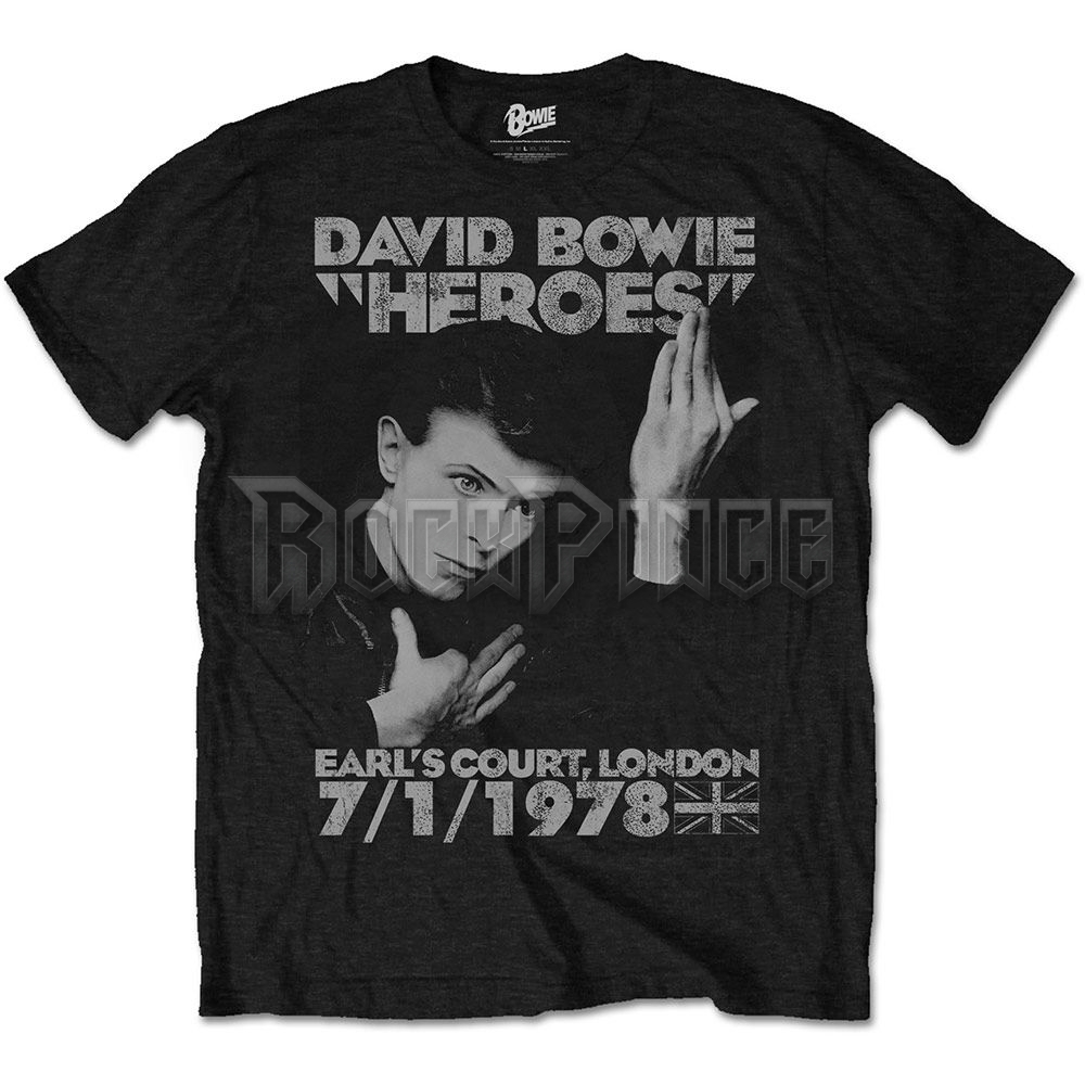 David Bowie - Heroes Earls Court - unisex póló - BOWTS06MB