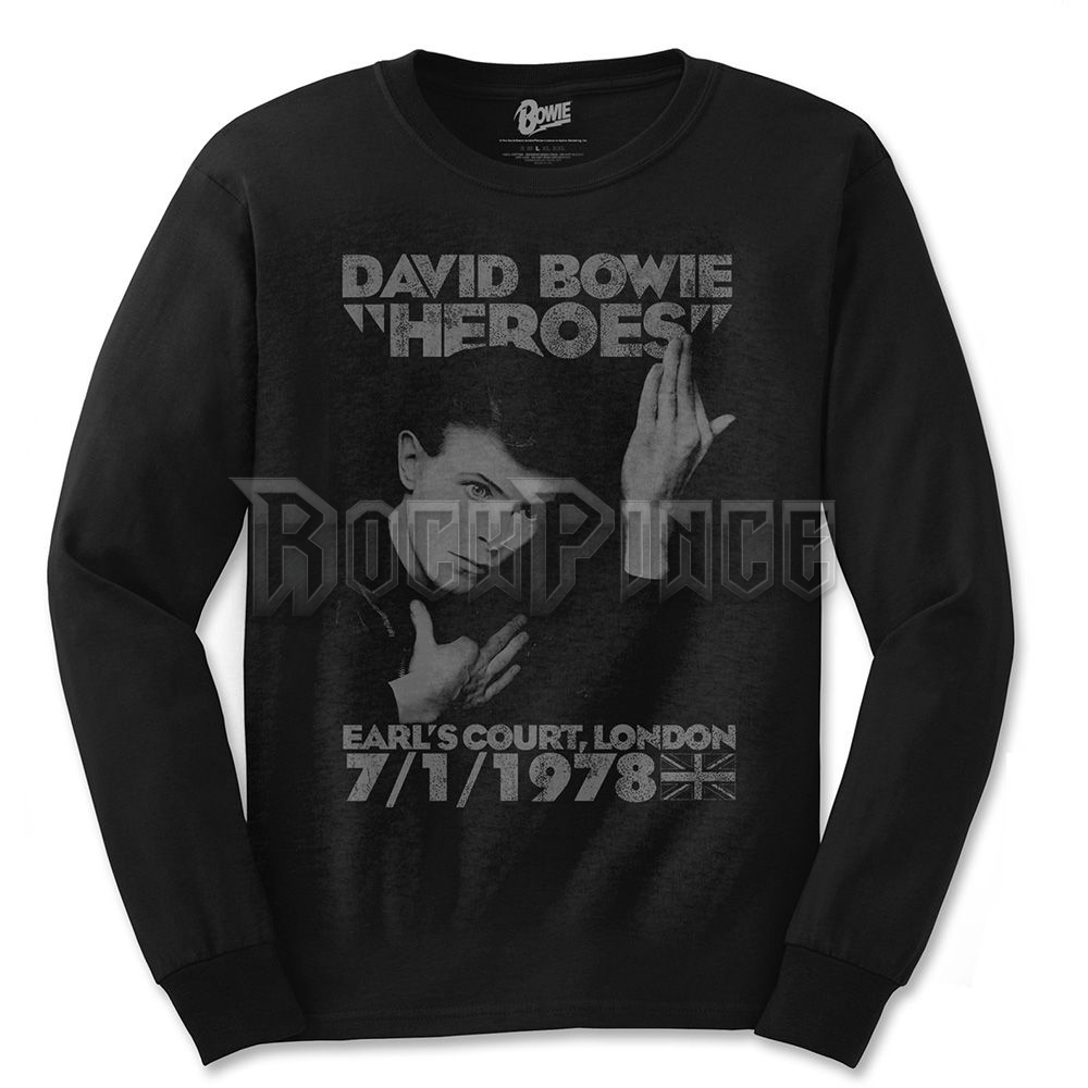 David Bowie - Heroes Earls Court - unisex hosszú ujjú póló - BOWLS06MB