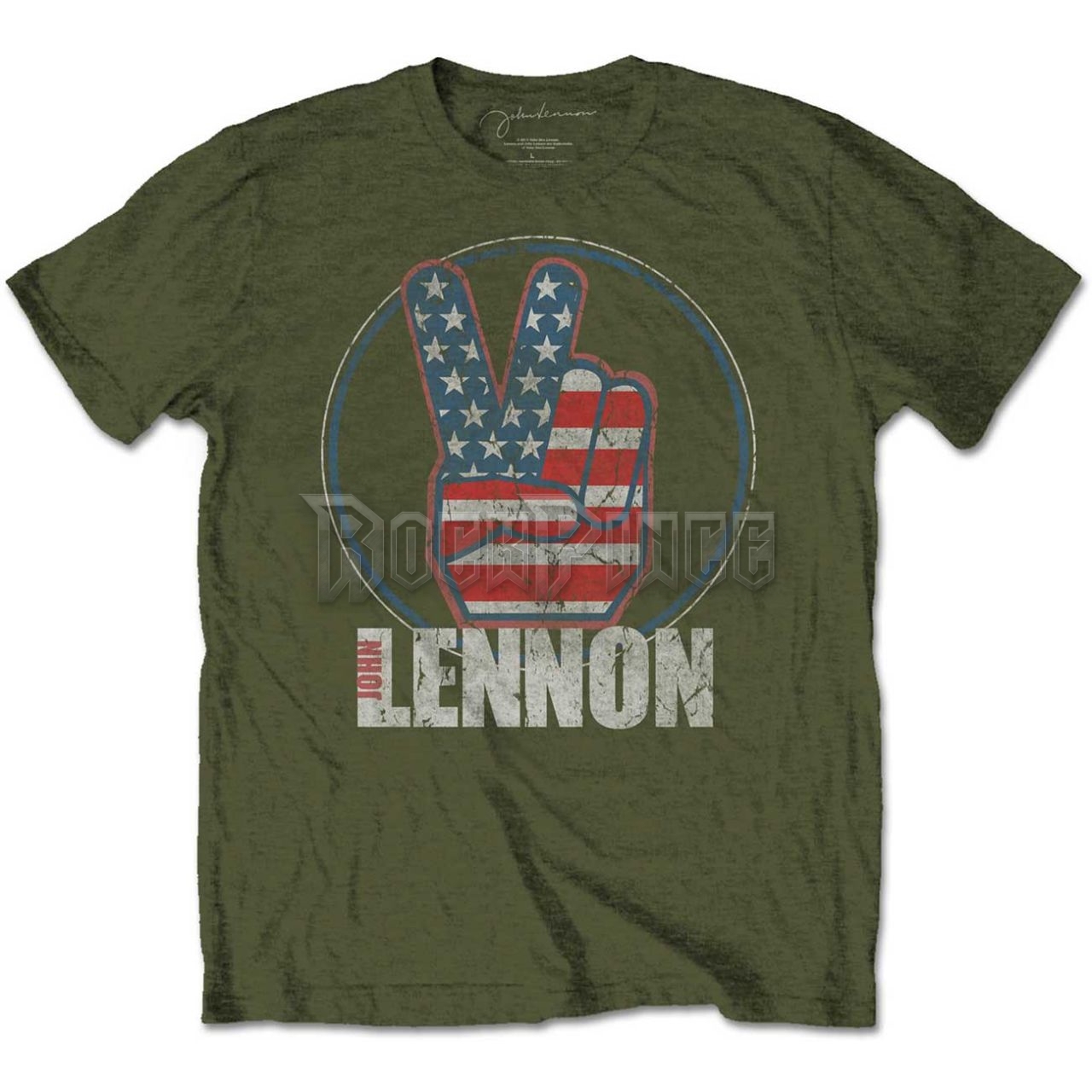 John Lennon - Peace Fingers US Flag - unisex póló - JLTS04MMG