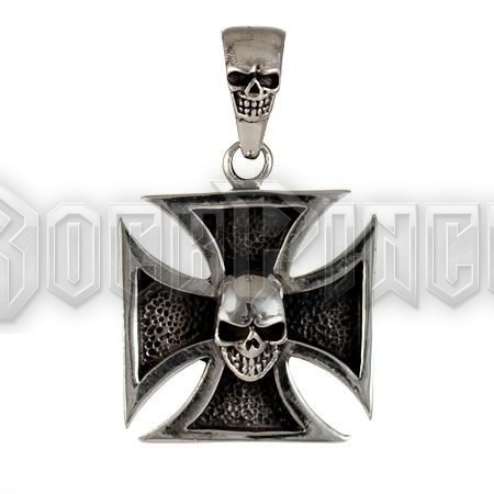 Knight Iron Cross Skull - acél medál