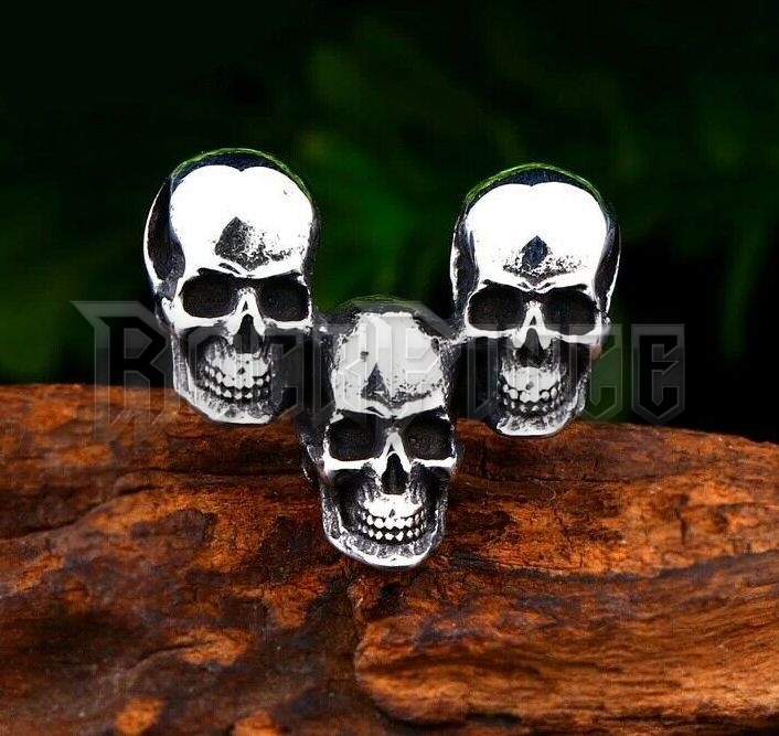 Three Conjoined Skull - acél medál