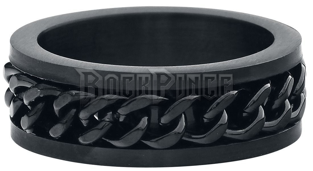 Embedded Chain Link Ring - acél gyűrű / Black