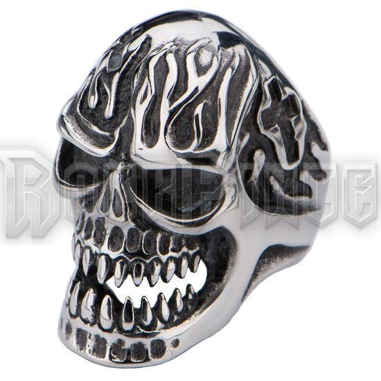Flamed Forehead Skull - acél gyűrű
