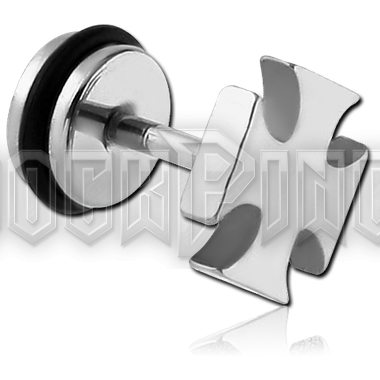 Silver Iron Cross - acél fülbevaló/álfültágító /1 db