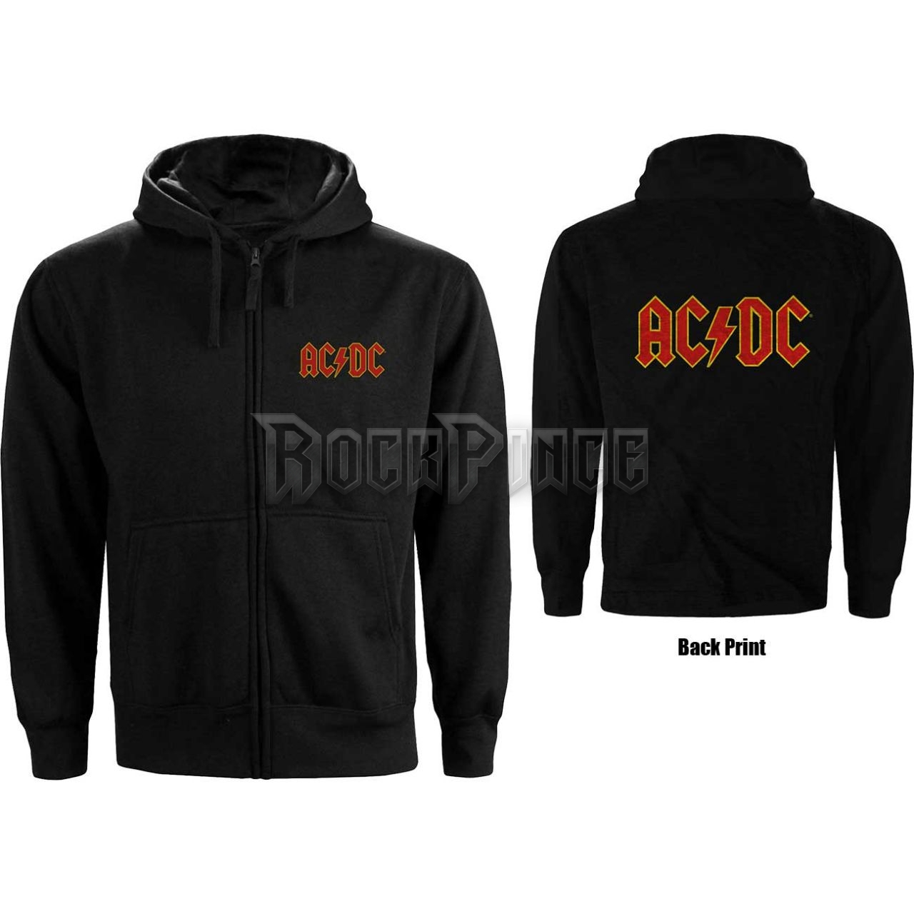 AC/DC - Logo - unisex cipzáras kapucnis pulóver - ACDCZHD05MB