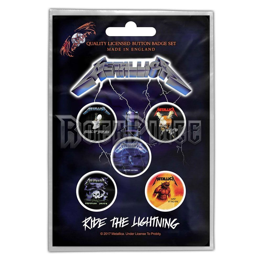 Metallica: Ride the Lightning - 5 db-os kitűző szett - BB043