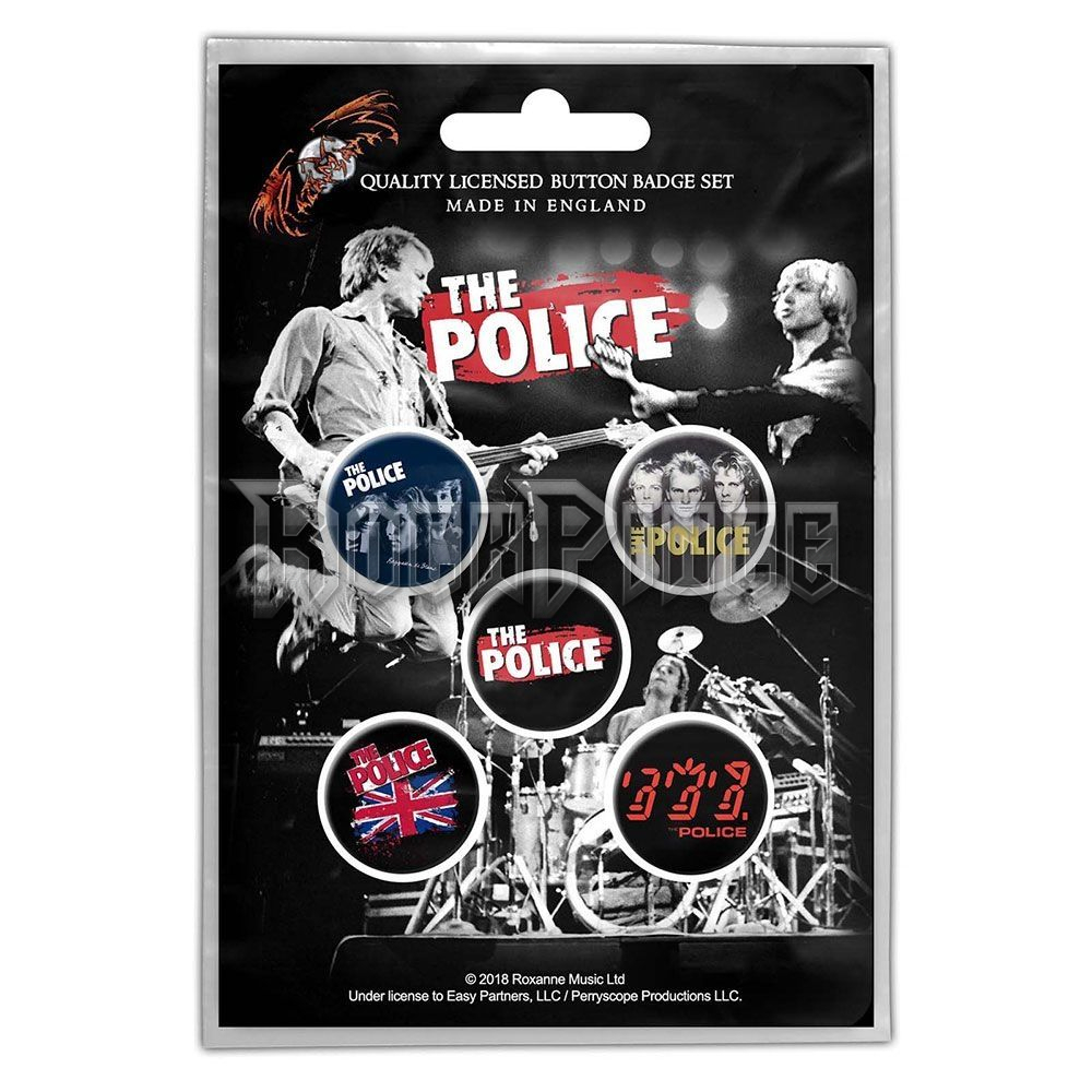 THE POLICE: Various - 5 db-os kitűző szett - BB049
