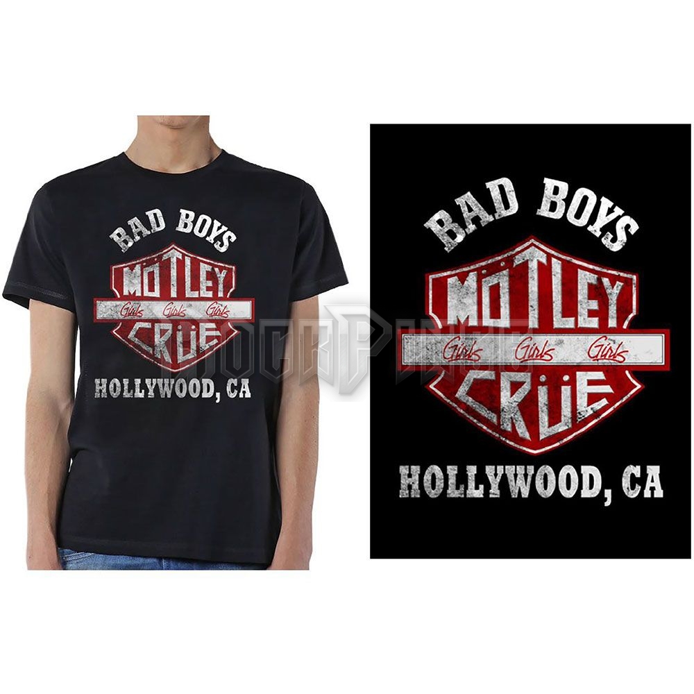 Mötley Crüe - Bad Boys Shield - unisex póló - MOTTEE34MB