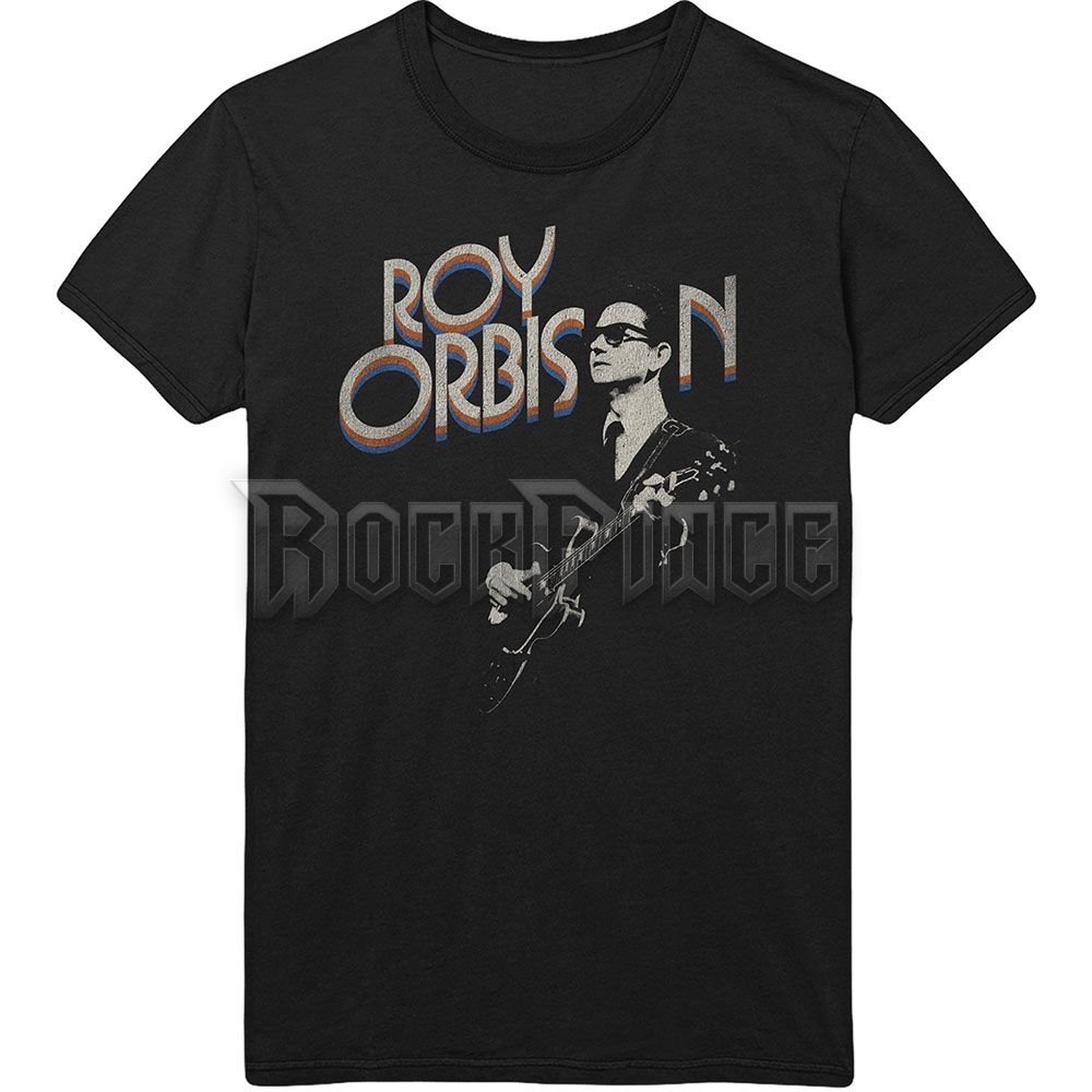 Roy Orbison - Guitar & Logo - unisex póló - ROTS03MB