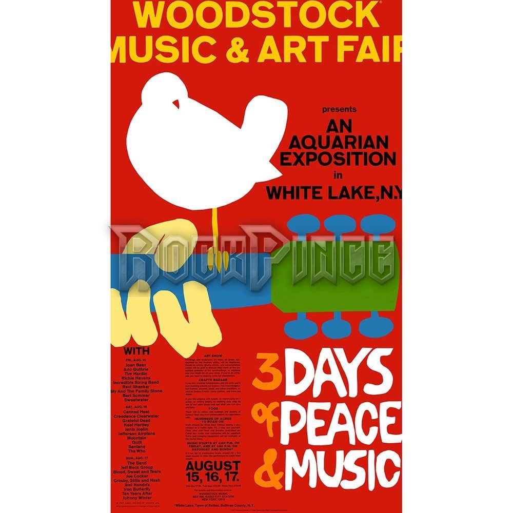 Woodstock: 3 Days Of Peace & Music - Textil poszter / Zászló - TP154