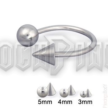 Steel ball and cone horseshoe ring - piercing