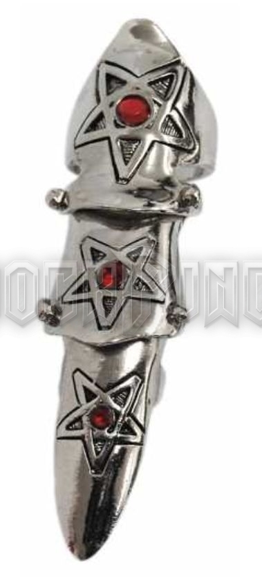 Inverted Pentagram with Red Stone - karomgyűrű - FR064