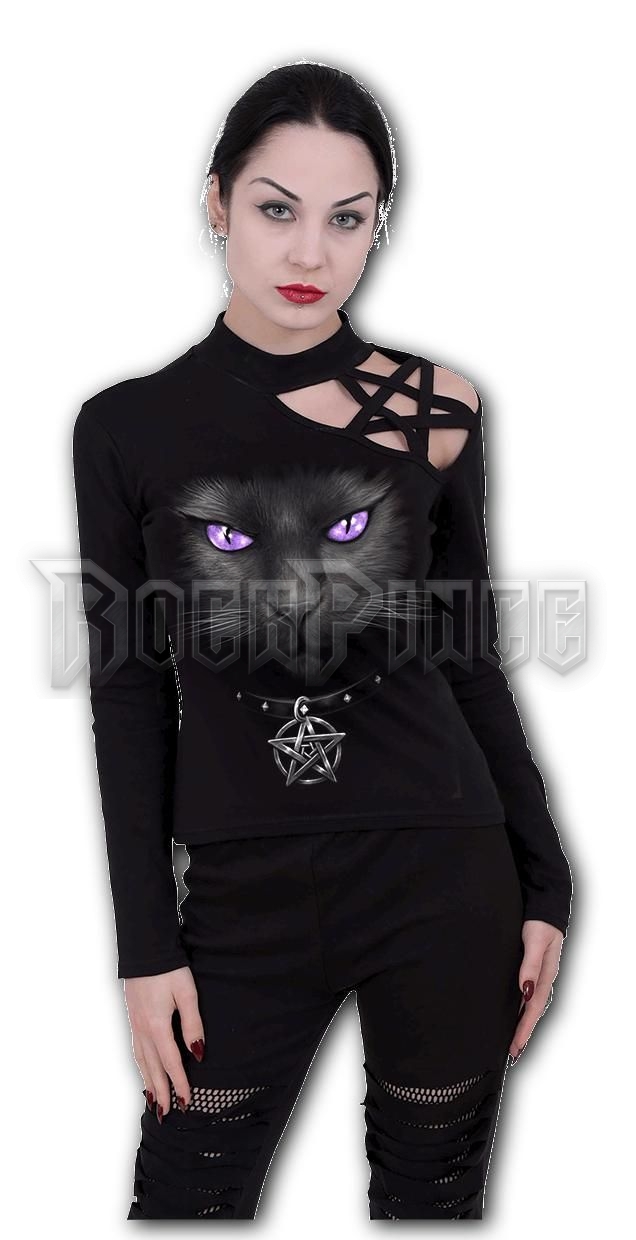 BLACK CAT - Pentagram Shoulder Longsleeve Top - D008F477