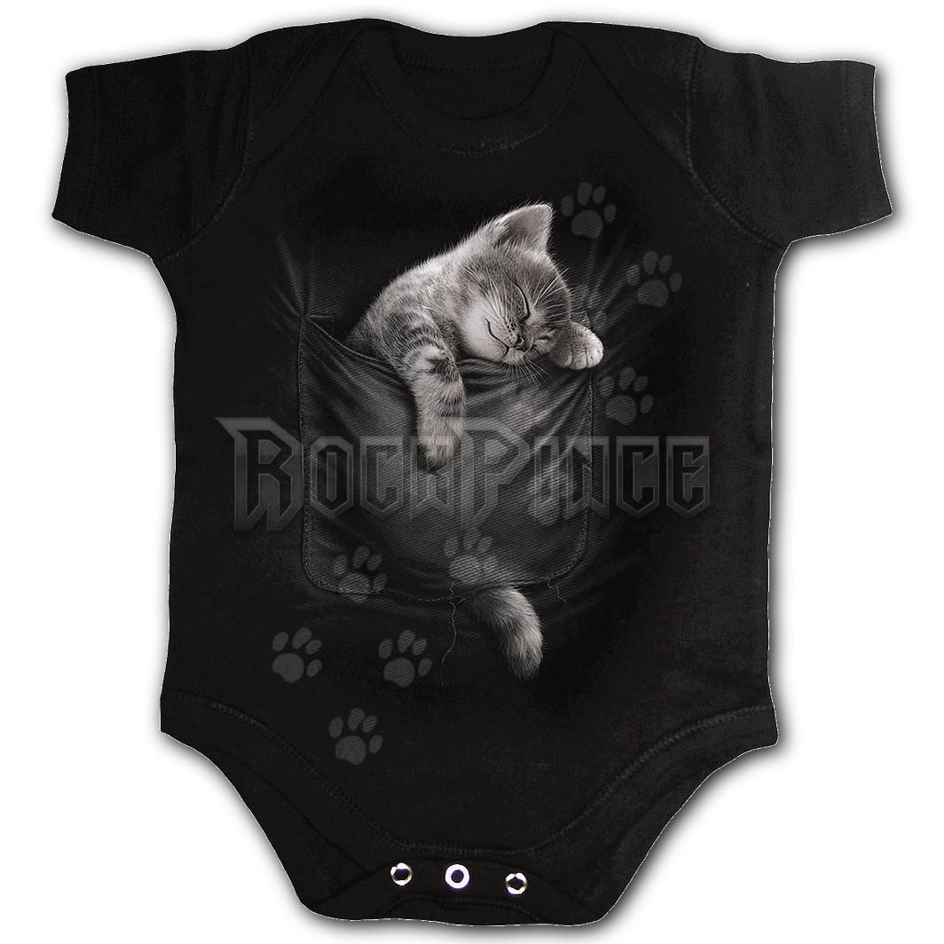 POCKET KITTEN - Baby Sleepsuit Black (Plain) - F052K002