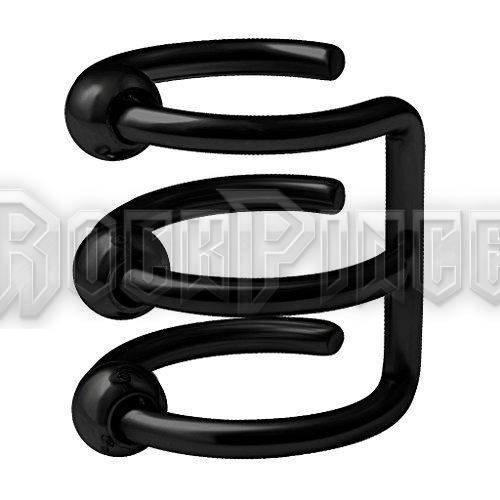 Black Triple Hoop with Balls - fülgyűrű