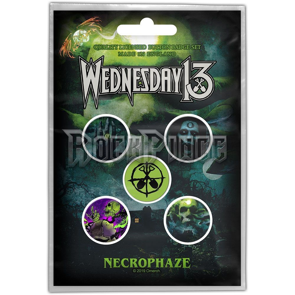 Wednesday 13: Necrophaze - 5 db-os kitűző szett - BB063