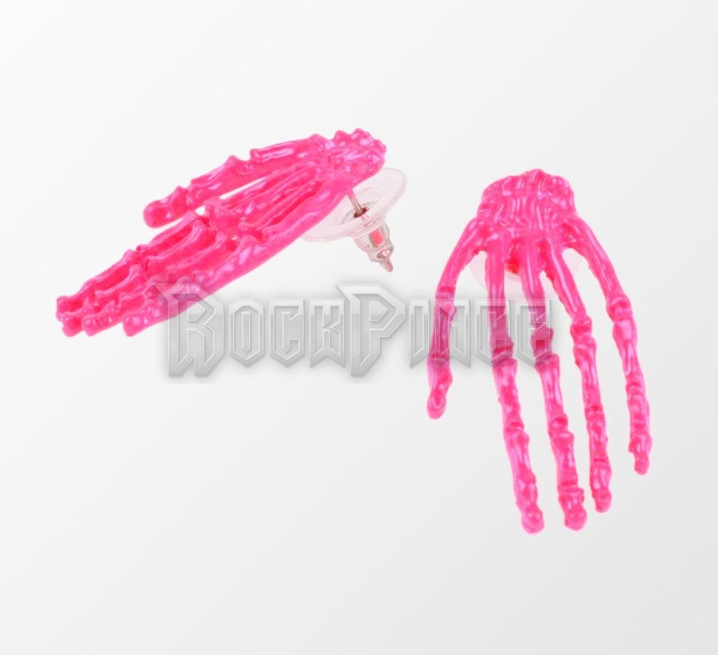 Creepy Skelett Hand - UV Pink - 11438 - fülbevaló