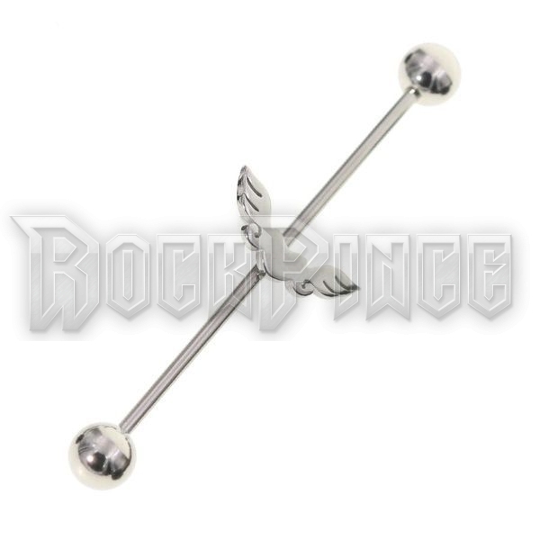 Industrial barbell with winged heart - piercing