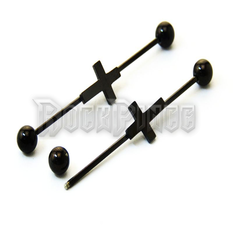 Industrial barbell with black cross - piercing