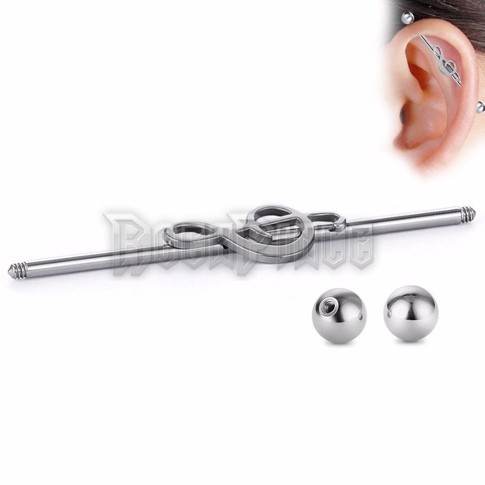 Industrial barbell with music note - piercing