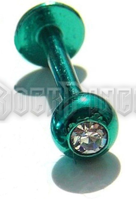 Steel labret with gem ball - piercing / GREEN