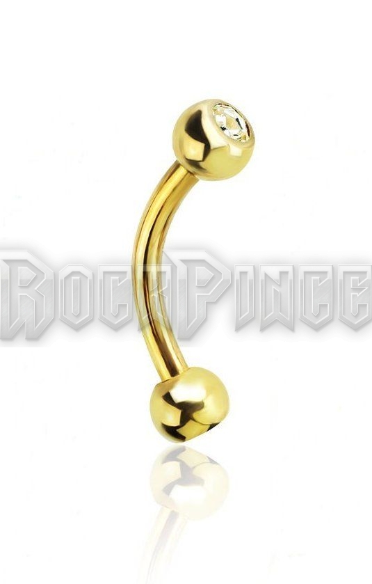 Steel banana with gem ball - piercing / GOLD