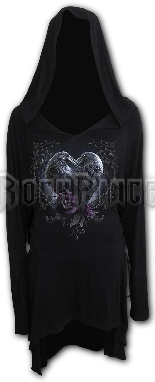 RAVEN HEART - Black Widow Gothic Hooded Dress - D085F277