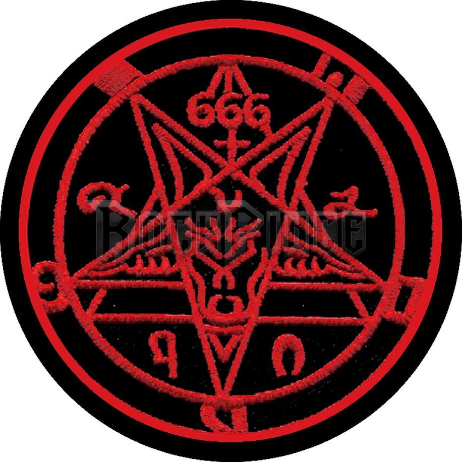 Baphomet pentagram 666 (red, circle) - kisfelvarró HKF-0829