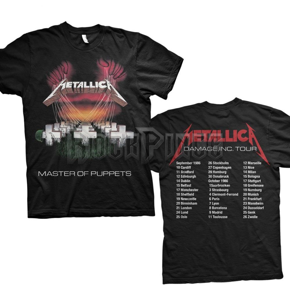 Metallica - Master of Puppets European Tour '86 - unisex póló - METTS10MB / RTMTLTSBTOU