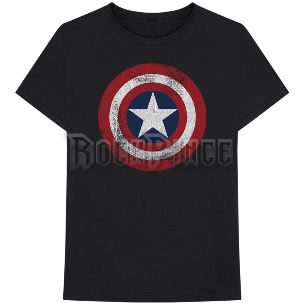 Marvel Comics - Captain America Distressed Shield - unisex póló - CATS01MB