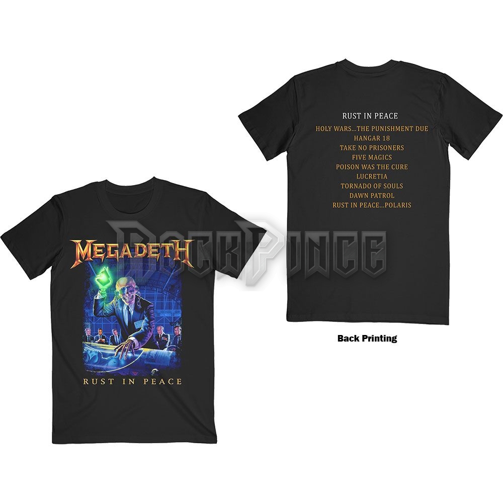 Megadeth - Rust In Peace Track List - unisex póló - MEGATS11MB / PH13341