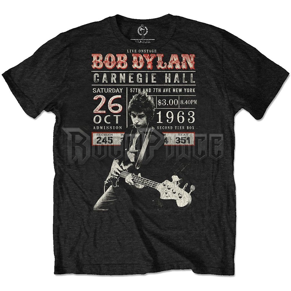 Bob Dylan - Carnegie Hall '63 - unisex póló (környezetbarát) - DYLECOTS01MB