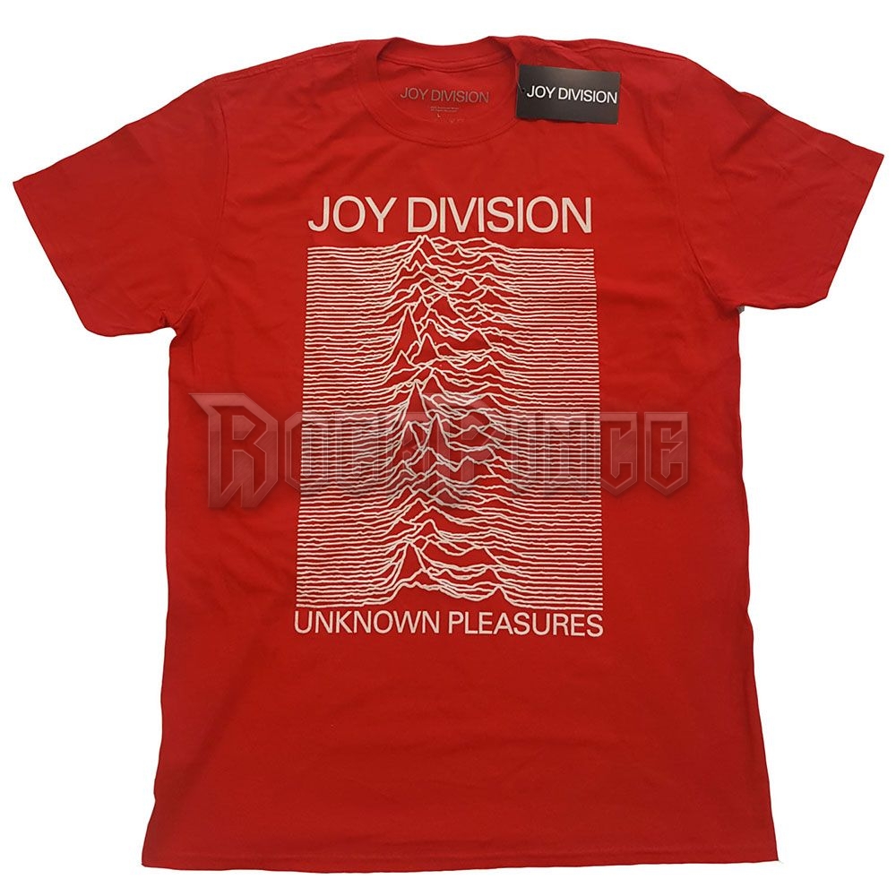 Joy Division - Unknown Pleasures White On Red - unisex póló - JDTS04MR