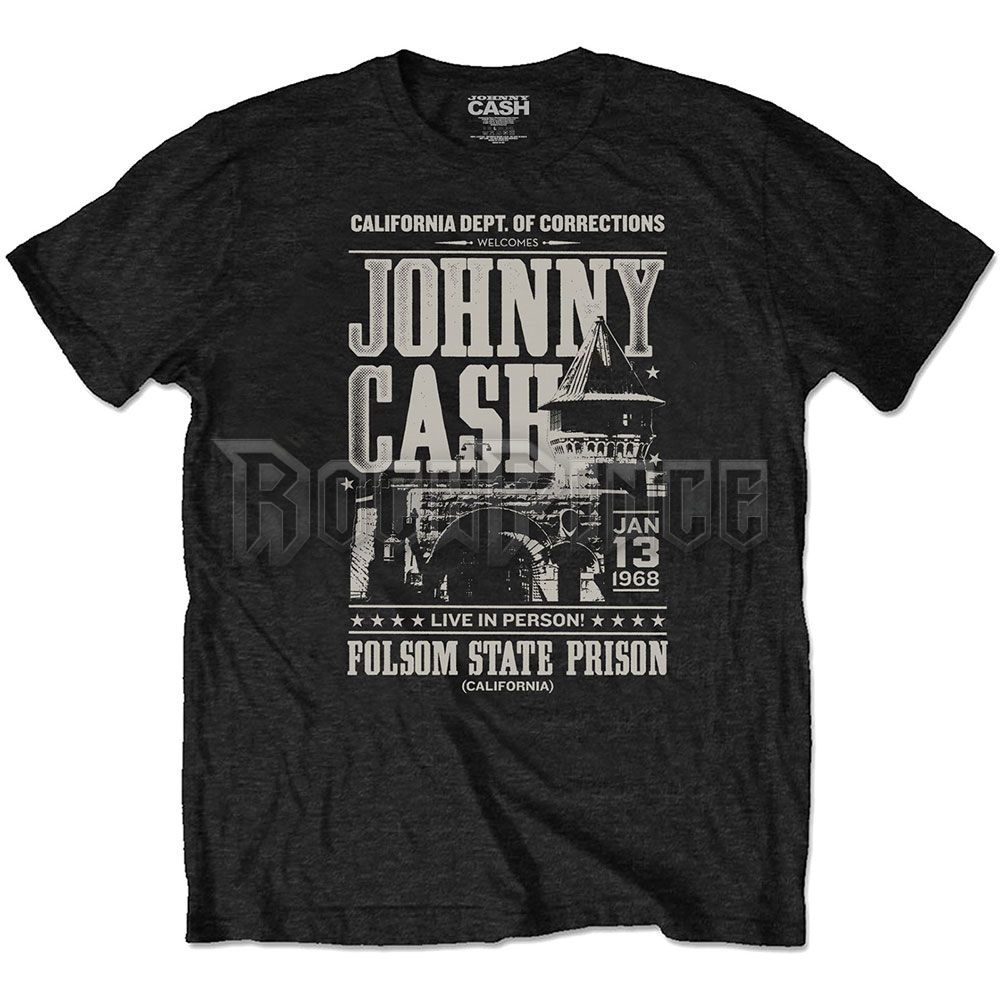 Johnny Cash - Prison Poster - unisex póló (környezetbarát) - JCECOTS01MB