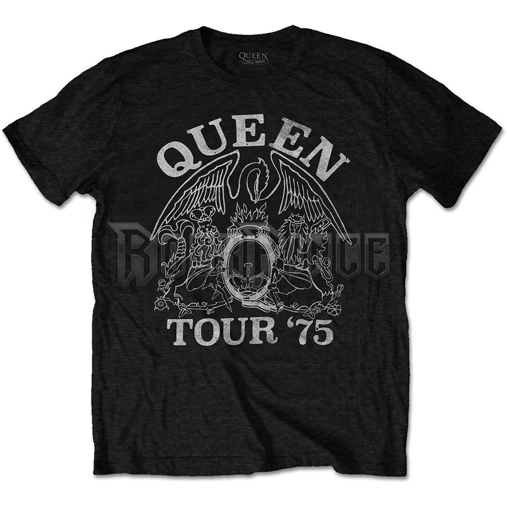 Queen - Tour '75 - unisex póló (környezetbarát) - QUECOTS01MB