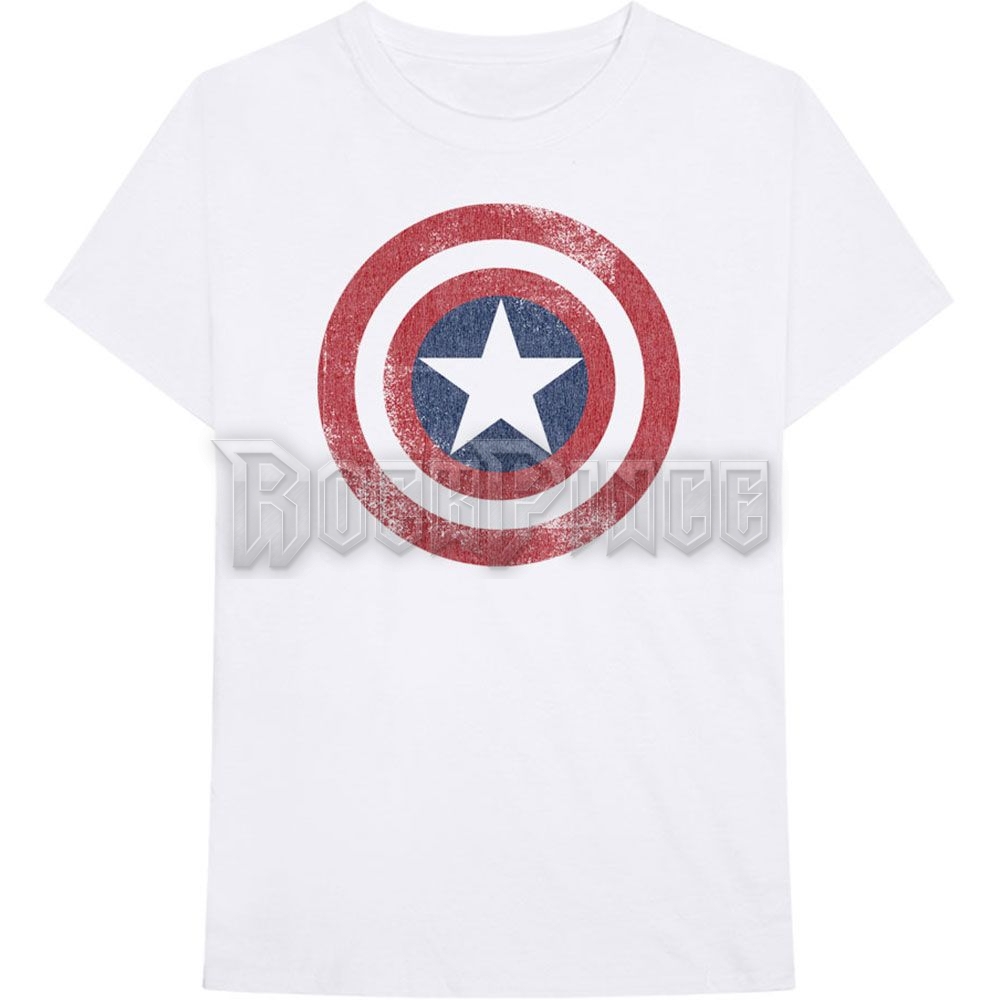 Marvel Comics - Captain America Distressed Shield - unisex póló - CATS01MW